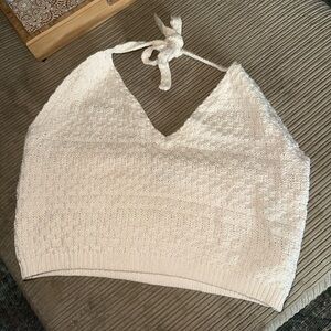 Wild Fable Cream Cropped Knit Halter Top- Size Small